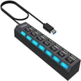thumbnail image 1 of MesaSe USB Hub 7-Port USB 2.0 Hub with Individual LED lit Power Switches, 1 of 7