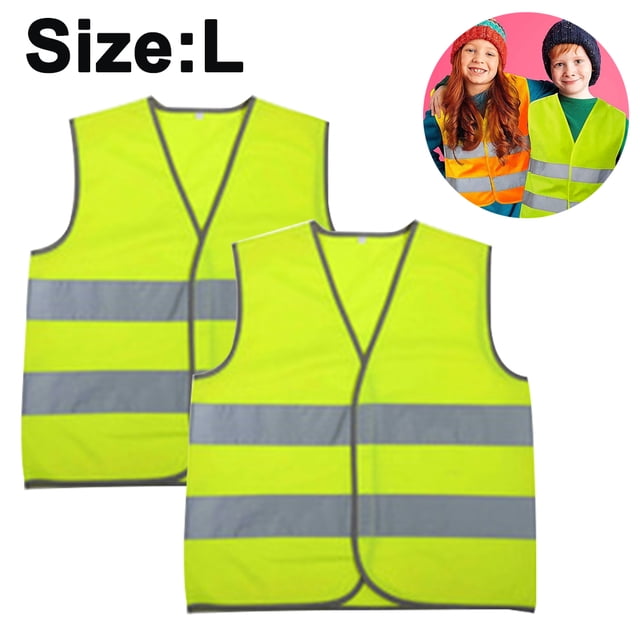 2 Pcs Gilets de Sécurité en Vrac - Réfléchissants Haute Visibilité, Enfants, Maille