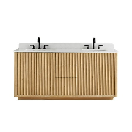 Altair-14 72" Double Bathroom Vanity in Washed Light Brown with Grain White