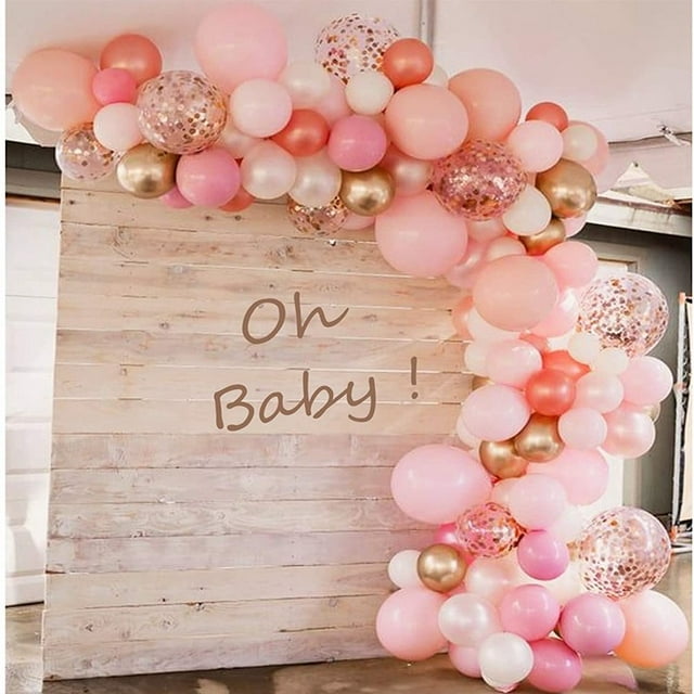 Balloon Arch Kit de globos de látex con forma de confeti, 128 unidades, color rosa