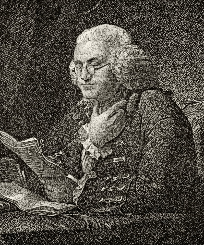Benjamin Franklin 1706 To 1790 American Statesman And Founding Father A Signatory Of Declaration Of Independence 19Th Century Engraving By JB Longacre From A Painting By Martin Canvas Art - Ken Welsh