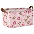 thumbnail image 2 of Rectangle Storage Basket with Handles Rugby Bow Flower Pattern Collapsible Storage Bin Large Storage Bins Decorative for Clothes Toys Bedroom, 2 of 8