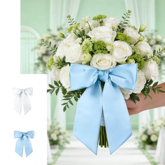 Hand Held Bouquet With Bow White Ribbon Wedding Ceremony Decoration • Versatile Floral Centerpiece • Elegant Home Décor Accent • Thoughtful Gift Idea