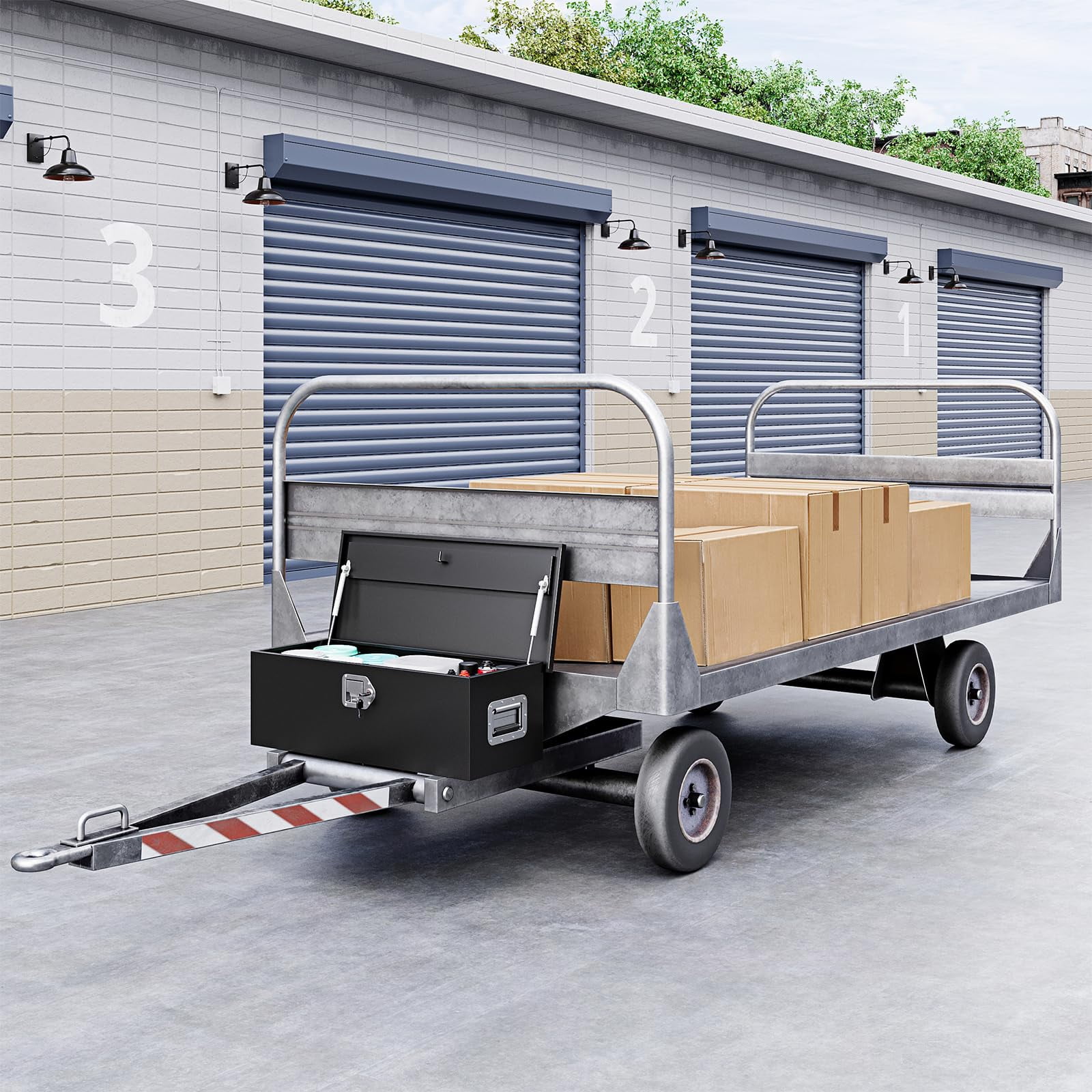 MIIIKO 30 Inch Steel Heavy Duty Truck Bed Tool Box, Trailer Tongue Tool Box with Lock and Keys, Utility Trailer Tool Box for Truck, Pickup, RV, Trailer