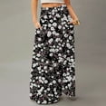 thumbnail image 2 of WTOBBY Women's Floral Print Flowy Maxi Skirt Bohemian Style Casual Summer Beach Long Skirt Elastic Waist Lightweight Tiered Pleated Skirt with Drawstring Waist,Black S, 2 of 5