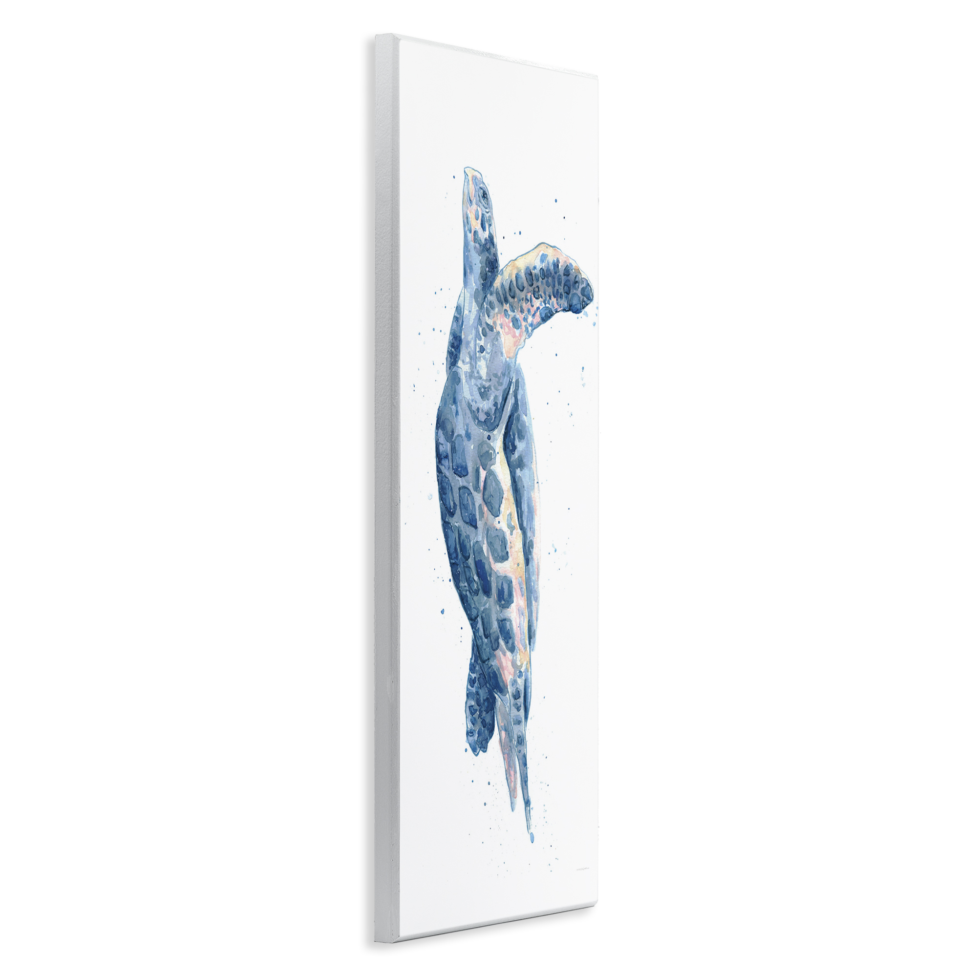 Stupell Industries Blue Turtle Swimming Animals & Insects Painting Unframed Art Print Wall Art, 7 x 17
