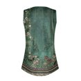 thumbnail image 5 of Women's Pleated V-Neck Floral Print Tank Top, Breezy Tunic Shirt for Beach Vacations or Summer Markets,Dark Green S, 5 of 5