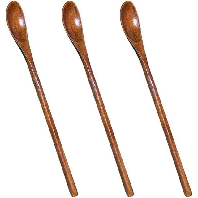 Cucharadita de Mango Largo Cucharas de Madera de Estilo Japonés Cucharas Mezcladoras Cuchara de Madera con Mango Largo Cucharadita de Café de Madera Natural Adecuado para Leche Miel y Pasteles