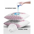 thumbnail image 4 of Pack of 2 Outdoor Pillow Covers, Myosotis Forget Me Not Flower in Glass Bottle Pink Plaid Waterproof Square Throw Pillowcase Cushion Decorative Pillow Covers for Couch Patio Tent, 24x24 in, 4 of 6