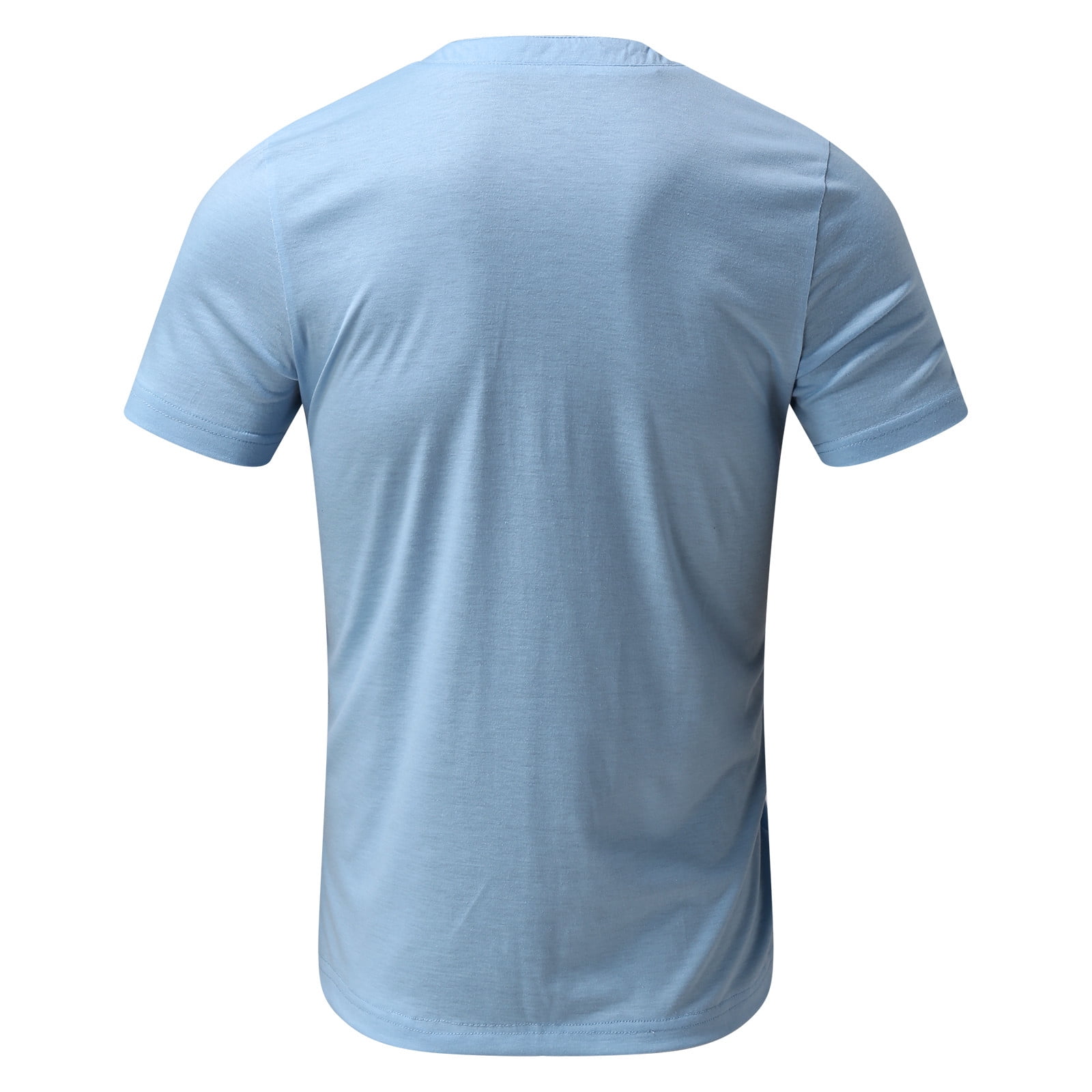 Blue Compression Shirts For Men Men Summer Casual O Neck Solid Button Short  Sleeve Tee Shirt Top Blouse 