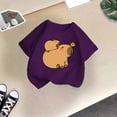 thumbnail image 4 of WAYUTE Shirts for Girls Summer Short Sleeve Crew Neck Cartoon Graphic Tee Top for Toddler Kids Casual Fashion T-Shirt,Purple,Size 5 Y-6 Y, 4 of 4