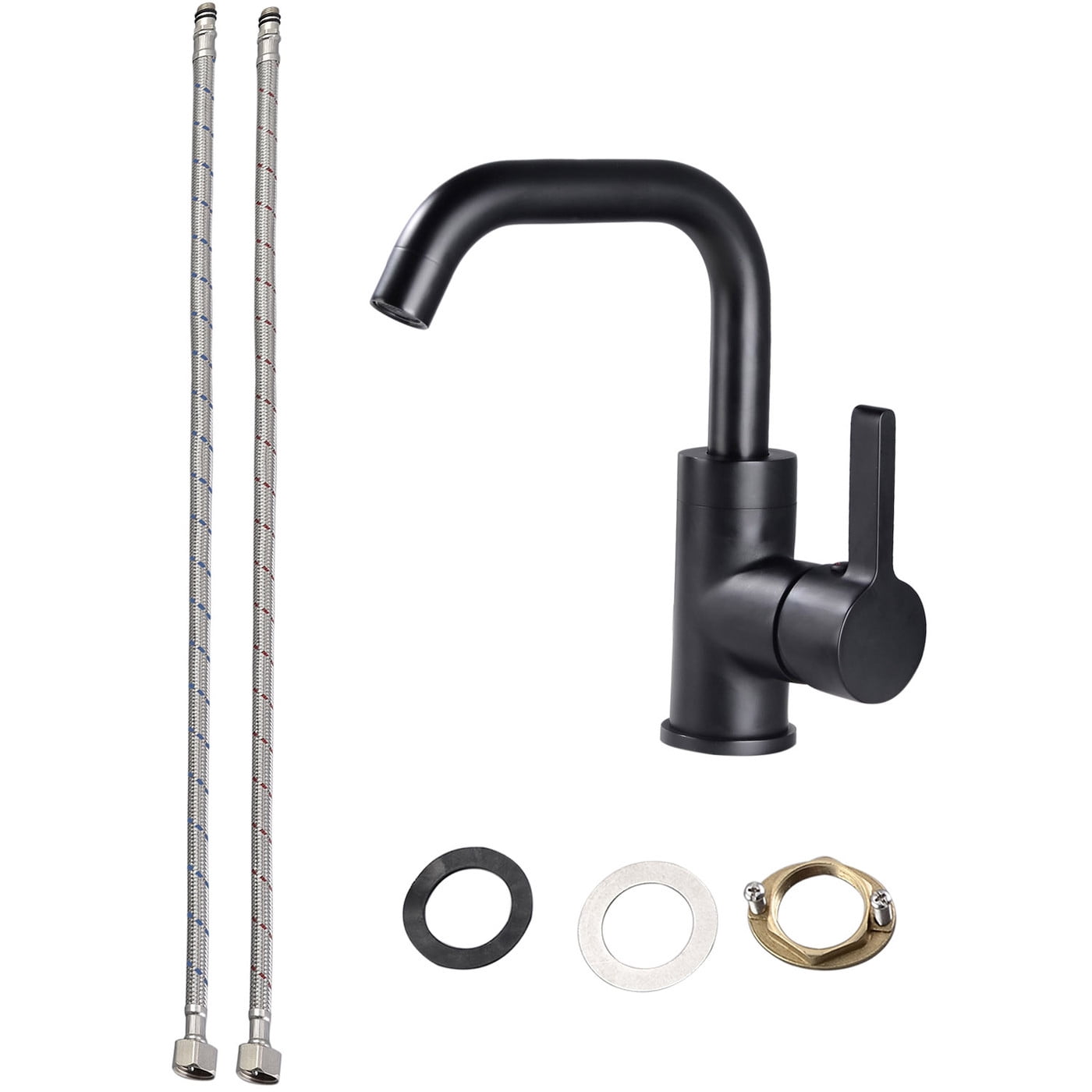 YZZY Single Lever Handle Bathroom Faucet for Sink 1 Hole Black Lavatory Vanity Basin Faucet High Arc Modern Sink Faucet