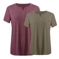 thumbnail image 3 of KIHOUT 2PC Women's Short Sleeve Workout Tops Loose Fit Athletic Tees V Neck Solid Color Running Shirts, 3 of 3