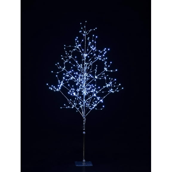 4' Pure White LED Silver Branch Tree
