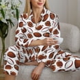 thumbnail image 6 of Honeii Football print Women's Pajama Sets Long Sleeve Button Down Sleepwear Nightwear Soft Pjs Lounge Sets-Large, 6 of 7