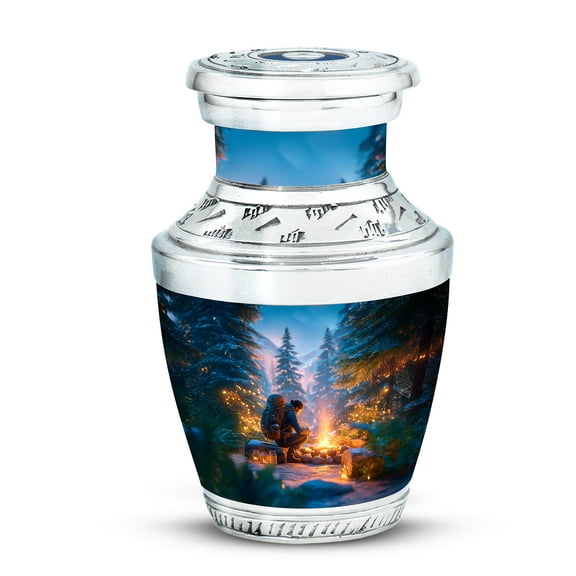 Yatskia Night Campfire Mini Cremation Burial Urns for Human Ashes Adult Men and Women, Little Memorial Keepsake Urn for Ashes Adult Male, (Tasty Pack of 1, 3 Inch)