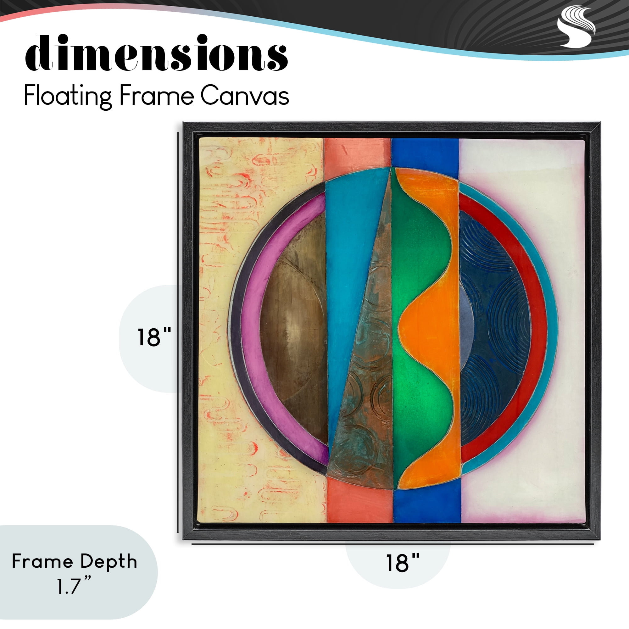 Stupell Industries Circle with Intersecting Waves Black Framed Floater Canvas Wall Art, design by Matthew Finger