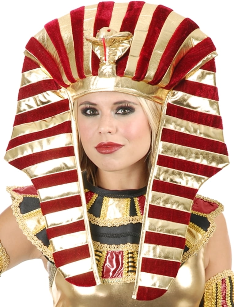 Gold And Burgundy Red Wine King Tut Pharaoh Egyptian Costume Headpiece Set 40 W Walmart Com Walmart Com