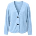thumbnail image 5 of GEWSEY Women Corduroy Button Down Shacket Jacket V Neck Long Sleeve Casual Oversized Lightweight Cardigan Coat with Pockets (Sky Blue, L), 5 of 9