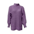 thumbnail image 4 of VISALY Turtleneck Sweatshirt Tunic Sweatshirt Turtleneck Oversized Sweaters Batwing Long Sleeve Pullover Loose Chunky Knit Jumper Lightweight Pullover Dressy Sweaters Solid Sweatshirt Purple Xxl, 4 of 4