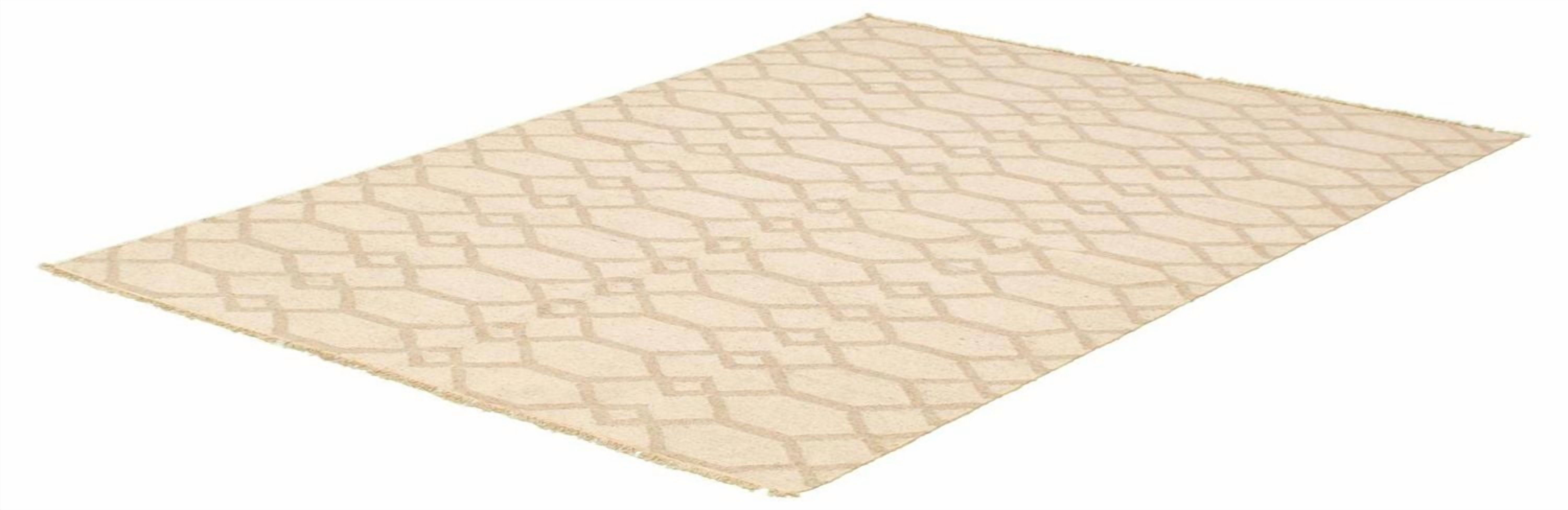 ECARPETGALLERY 5'2" x 7'10" Flat-weaves & Kilims Organica Hand Made Area Rug for Living Room, Dining Room and Bedroom in Ivory