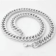 thumbnail image 4 of Men Women Silver Stainless Steel Curb Cuban Link Chain Necklace Bracelet Jewelry, 4 of 5