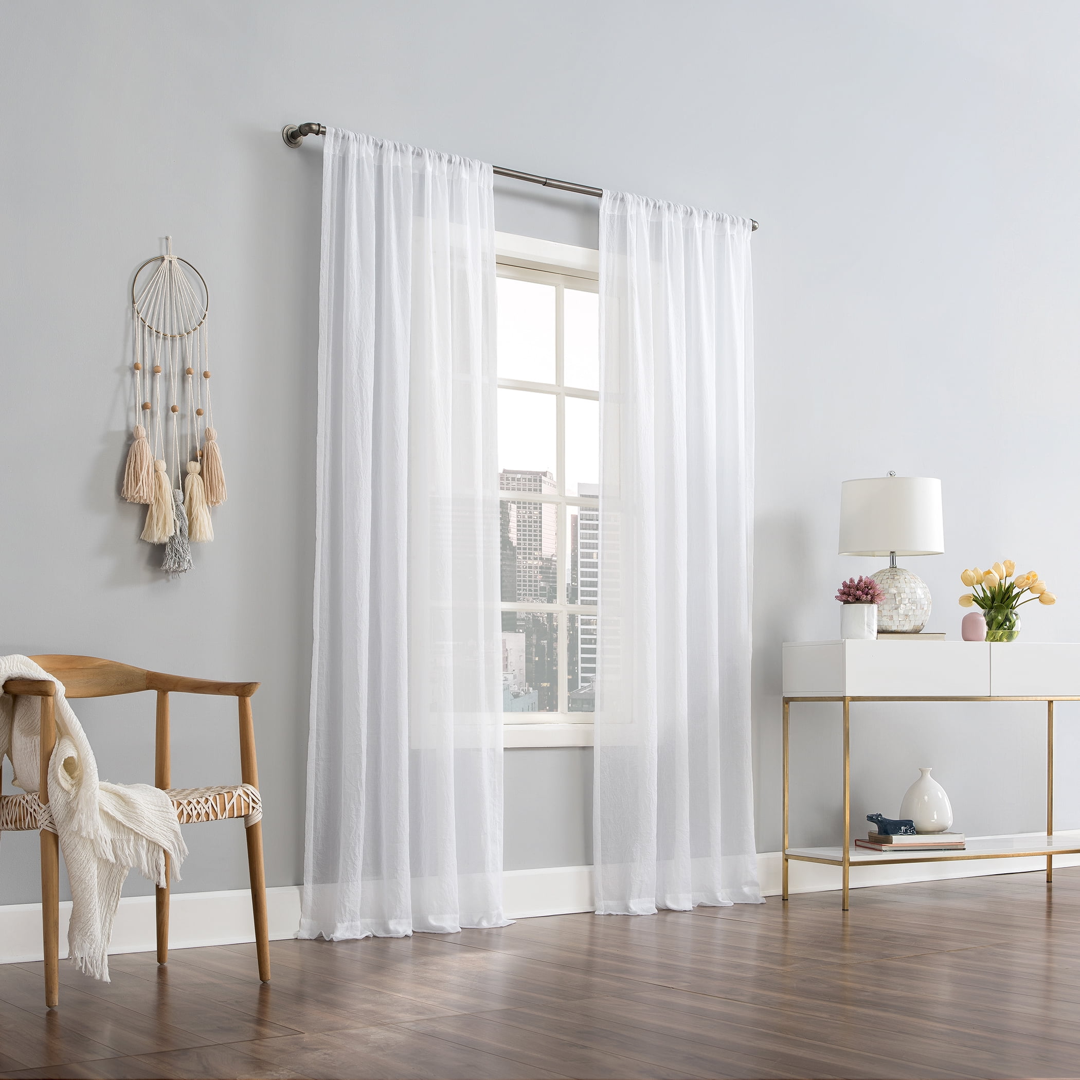 Mainstays Linen Textured Semi-Sheer Rod Pocket Curtain Panel, 50