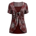 thumbnail image 4 of Likimi T Shirts For Women V Neck Short Sleeve Graphic Print Relaxed Fit Summer Comfortnable Tops Red Size 4Xl, 4 of 4