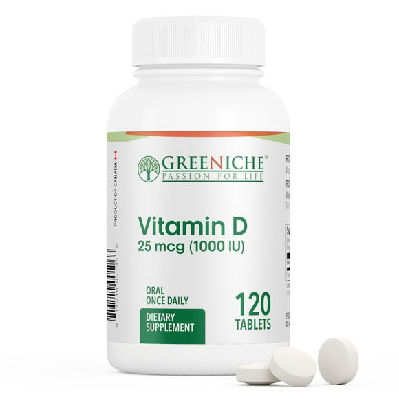 Greeniche Natural | Halal Vitamin D Supplement| 120 Tablets | Bone & Teeth Health Formula | May Reduce the Risk of Osteoprosis