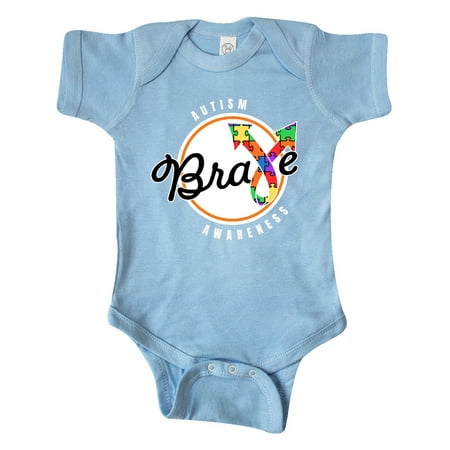 

Inktastic Autism Awareness Brave with Puzzle Piece Ribbon Gift Baby Boy or Baby Girl Bodysuit