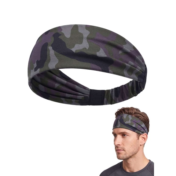 Gustave Sport Workout Headbands for Men Women, Sweat Wicking Hair Bands for Sports Fitness Yoga Running Elastic Head Band (Camouflage)