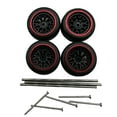 thumbnail image 2 of Kokiya 4 Pieces RC Car Wheels and Tires RC Alloy Car Accessories RC Part for 1/64 Scale Red C, 2 of 9