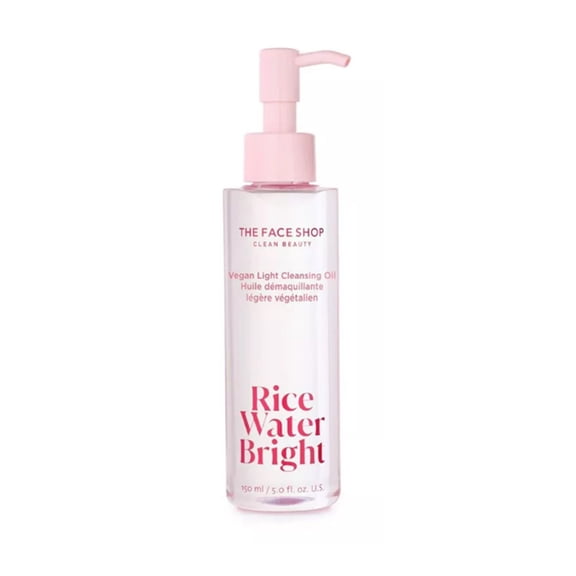 The Face Shop Rice Water Bright Vegan Light Cleansing Oil, Korean Skin Care, Makeup Remover, for All Skin Types, 5 fl. oz.