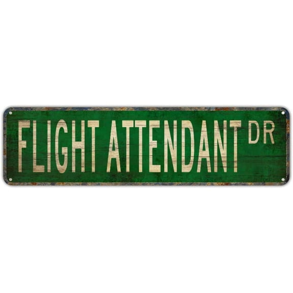 Metal Sign FLIGHT ATTENDANT DR Vintage Tin Signs Plaque for Bedroom Kitchen Garden Wall Bar Club Coffee Hanging Sign Home Decor 4"x16"