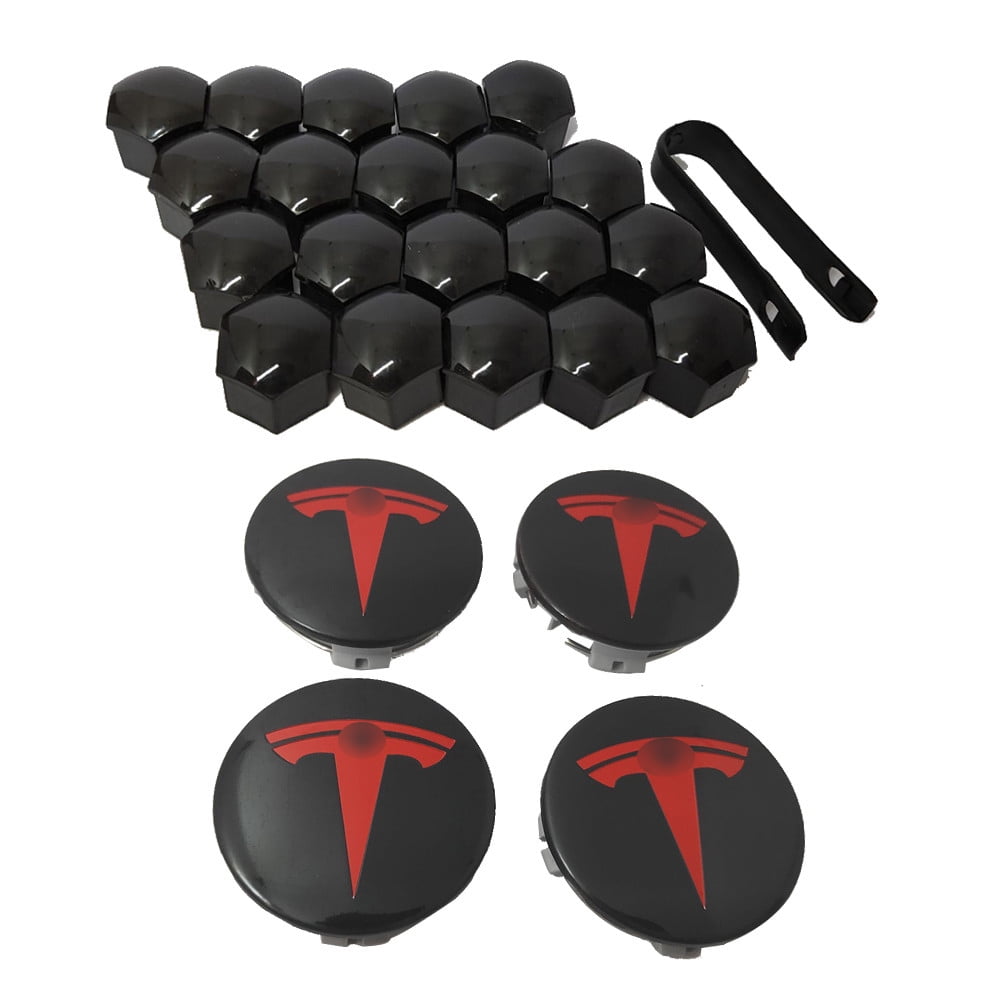Tesla Model Y Factory Center Cap Set And Wheel Lug Nut Cover Set - T Sportline - Tesla Model S, 3, X & Y Accessories