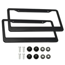 Durable 2PCS Stainless Steel Universal Black License Plate Frame Cover With Screws And Caps For USA Cars, SUV, Trucks