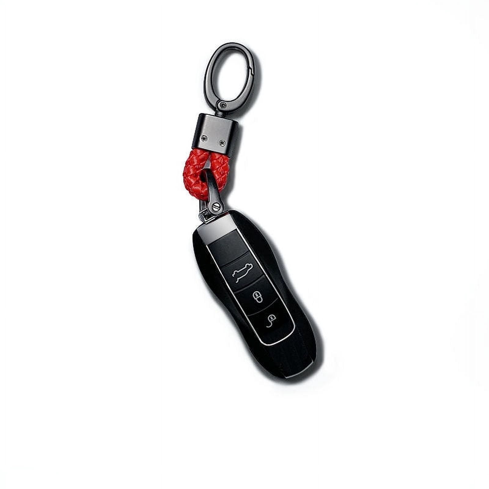 Men's Keychain Braided Rope Leather Cord Key Chain Ring Short Keyring for Car Keys Black Red and Pink Keychains Gift