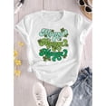 thumbnail image 2 of Camiseta "Mamá" con estampado de trébol de cuatro hojas para el Día de San Patricio: cuello redondo, top informal para diario con gráficos de trébol, camisetas informales, 2 of 6