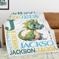 thumbnail image 3 of Personalized Dinosaur Blanket for Kids, Custom Dino Throw Blanket with Name for Boys and Girls, Toddler Bed, Room & Bedroom Decor, Unique Blankets for Children, 3 of 6