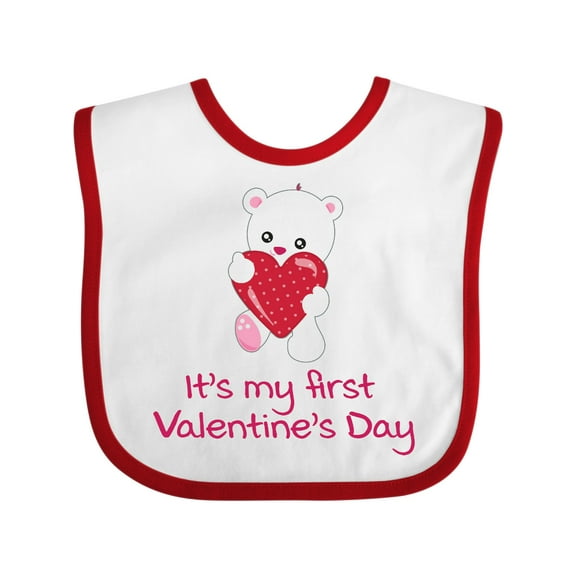 Inktastic It's My First Valentine's Day Boys or Girls Baby Bib