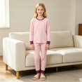 thumbnail image 7 of TIREOW Kids Underwear 2 Piece Set Contrast Trim Long Sleeve Crewneck Top and Long Pants Boys and Girls Sleepwear Loungewear Set, 7 of 7