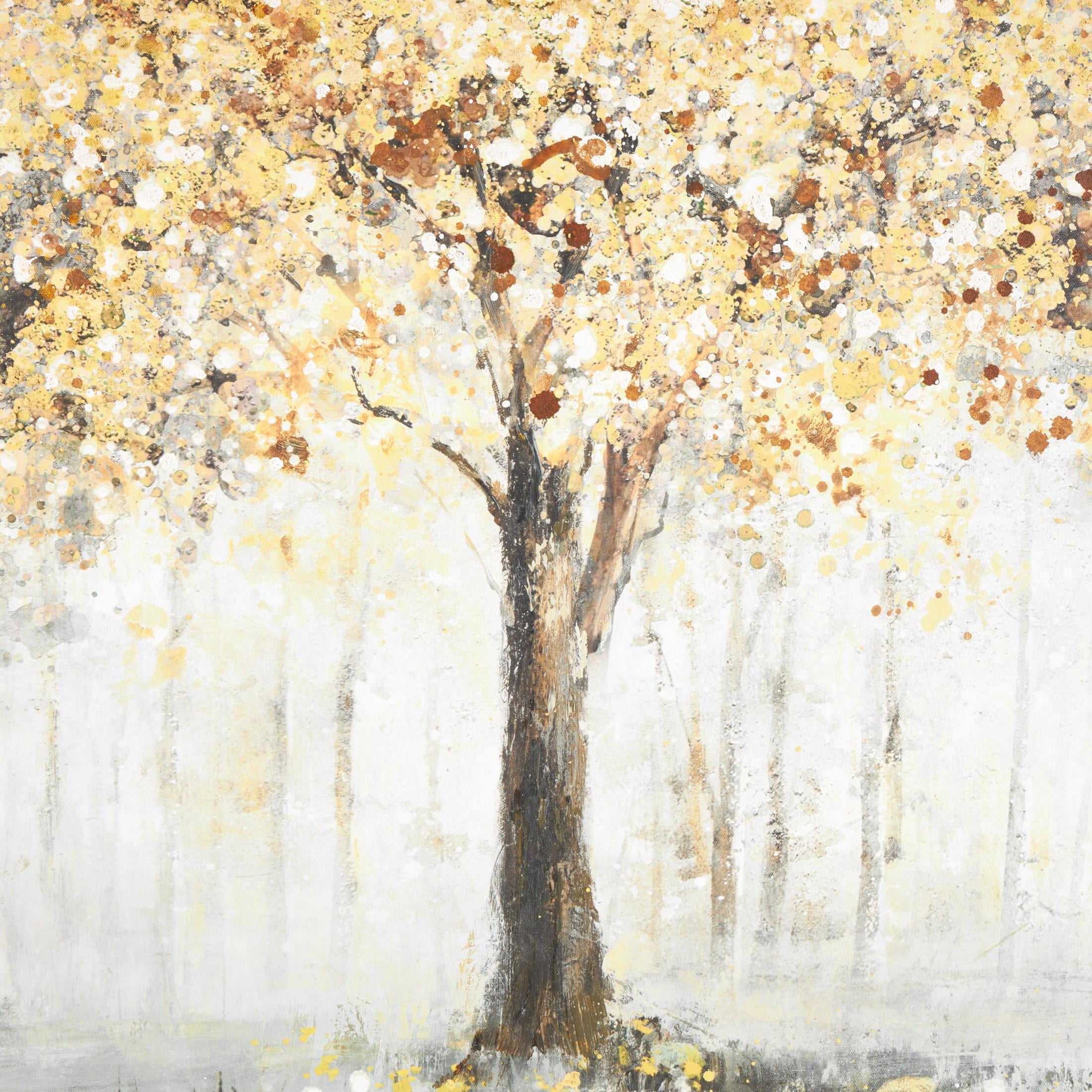 47" x 36" Paint Splatter Forest Landscape Framed Wall Art, by DecMode