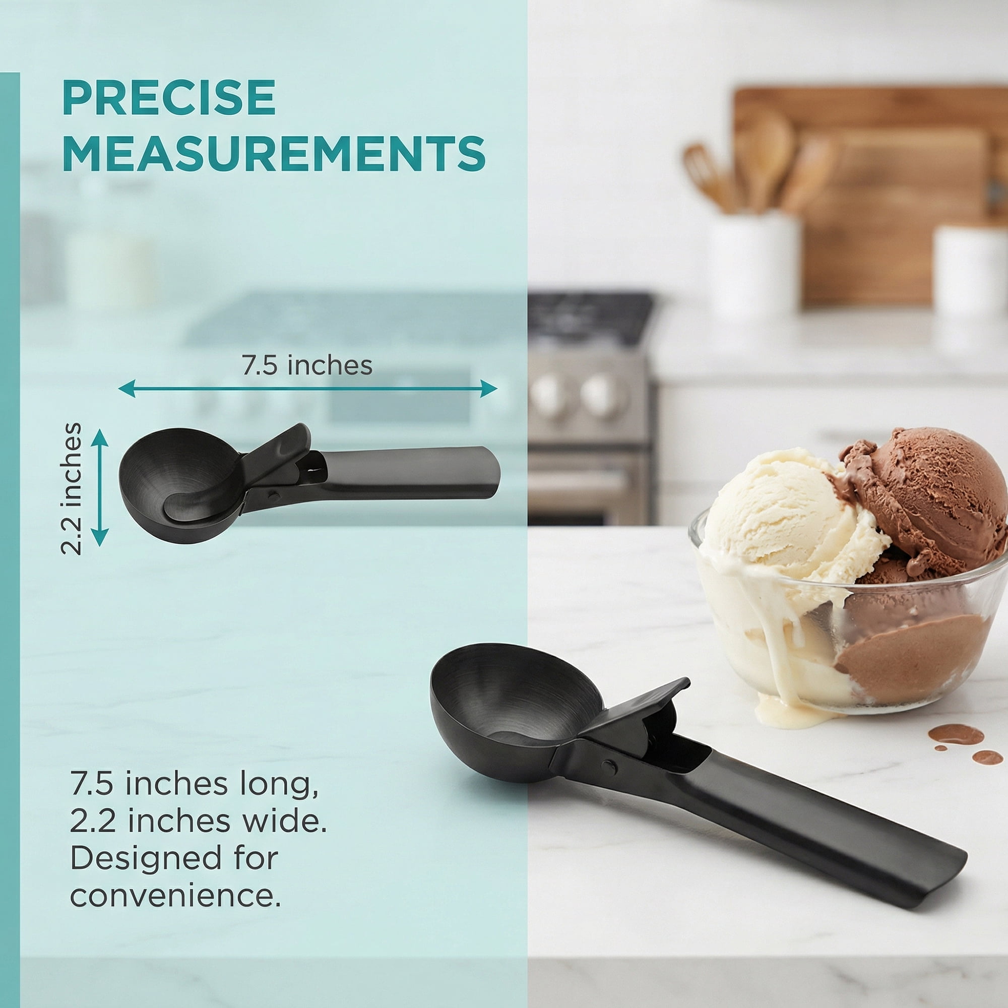Unique Bargains Stainless Steel Ice Cream Scooper with Handle Black