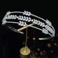 thumbnail image 3 of Tiaras y coronas de circonita cúbica completa para mujer, diadema, tocado de boda, accesorios para el cabello, plata, 3 of 6