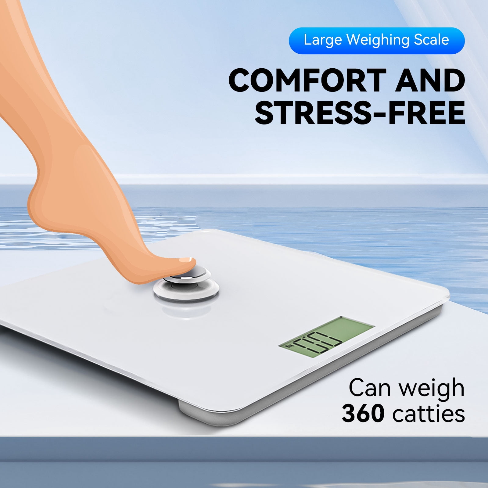 JELLOO Digital Bathroom Scale for Body Weight High Accuracy Weighing Scale for Weight Loss Large Weight Scale with Ultra-Wide Platform LCD Display Measure up to 400lb