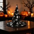 thumbnail image 2 of XIAOCHA Womens Printed Witch Hat Halloween Wide‑Brim Wizard Hat Party Headwear,Silver, 2 of 5