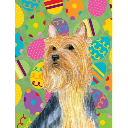 Caroline's Treasures Silky Terrier Easter Eggtravaganza 2-Sided Garden Flag