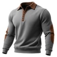 thumbnail image 2 of TOUMENY Men Sweater Button Down Long Sleeve Solid Collared Slim Tops Fall Winter Casual Vintage Fashion Pullover Dark Gray S, 2 of 7