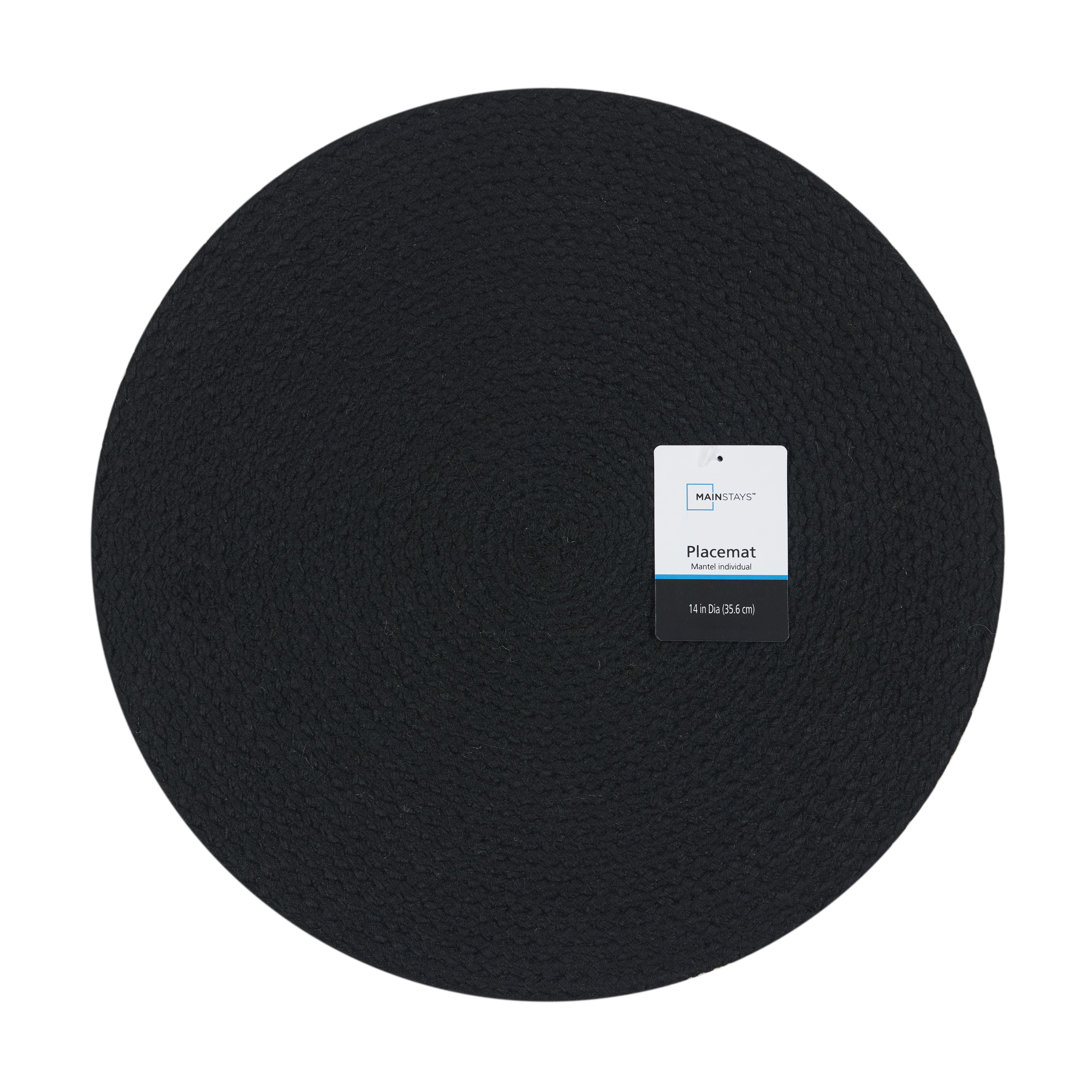Mainstays Round Braided Placemat - 14" Round - Black - 100% Polyester
