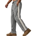 thumbnail image 2 of GrmtClth Men Stretch Soft Corduroy Side Striped Straight Pants Adjustable Drawstring Waist American Vacation Walking Casual Trousers Gray L, 2 of 4